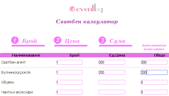 Сватбен калкулатор